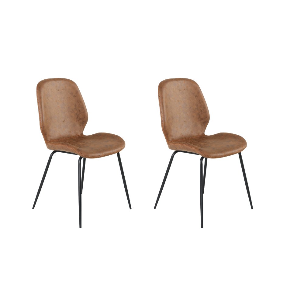 Set van 2 eetkamerstoelen industrieel Juna cognac