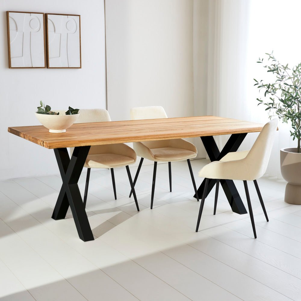 Dining table Milas oak x-leg black