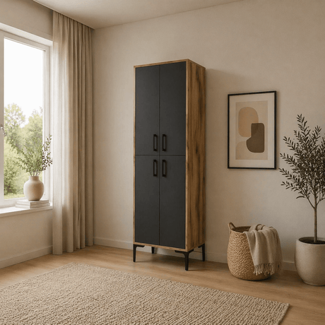 Wandkast Walnoot Antraciet Melamine 200x60x35 cm - Berlin