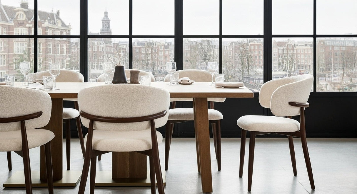 Japandi Eetkamerstoel Yuka Beige - Walnootlook Frame