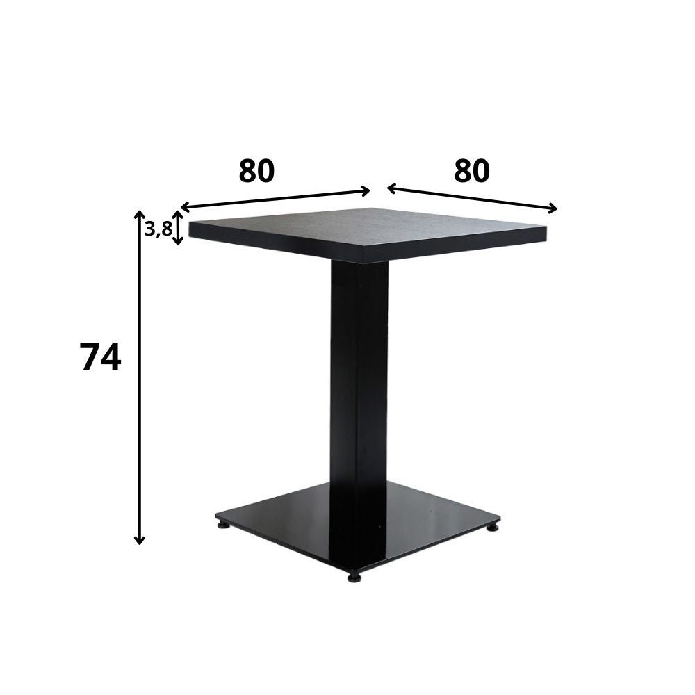 Tafelblad Robin Black Dimehouse Zwart LxBxH 83x83x8 Melamine Witfoto maatindicatie