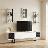 TV Meubel Set Black Line Wit Zwart Melamine 180x48x30 cm sfeerfoto in modern interieur