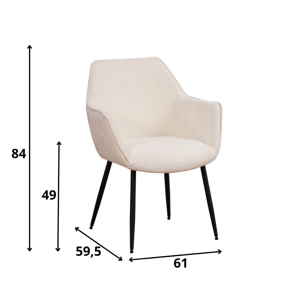 Eetkamerstoel Sev Dimehouse Wit LxBxH 68x62x61 Stof Witfoto maatindicatie