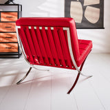 Fauteuil Expo premium leer Dimehouse Rood LxBxH 80x78x78 Runderleer Sfeerfoto schuin achteraanzicht