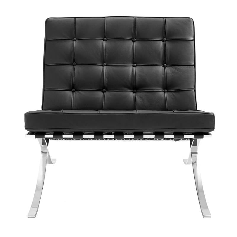 Fauteuil Expo premium leer Dimehouse Zwart LxBxH 80x78x78 Runderleer Witfoto vooraanzicht