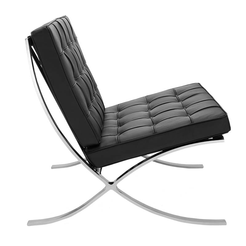 Fauteuil Expo Dimehouse Zwart LxBxH 80x78x78 Runderleer Witfoto zijaanzicht