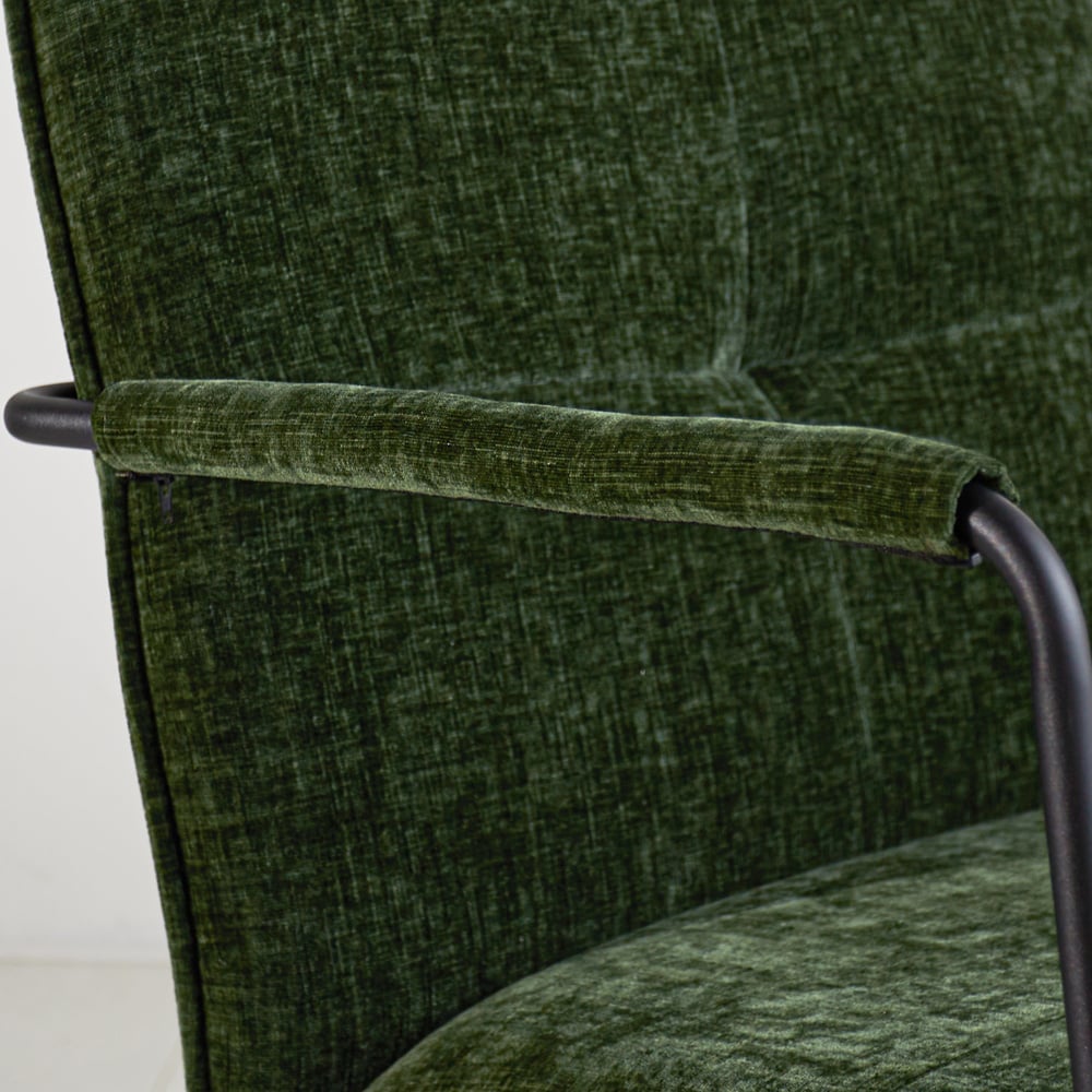 Fauteuil Hailey Chenille Dimehouse Donkergroen LxBxH 66x64x37 Stof Sfeerfoto detail