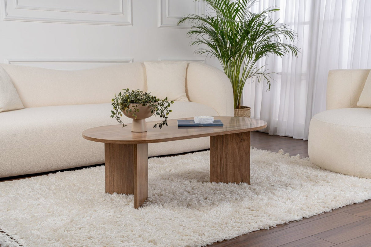 Ovale salontafel walnoot melamine - Japandi -  119x60 cm - Sota