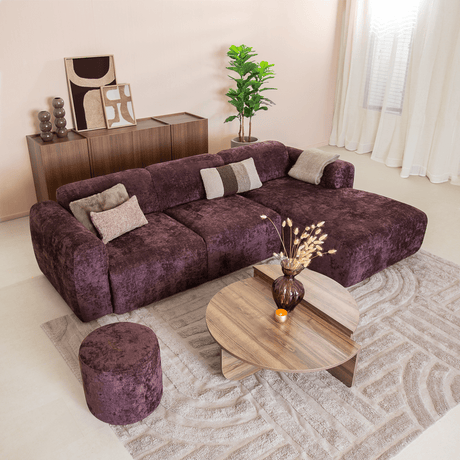 Banken-Hoekbank paars chenille stof - 292x170 cm - Shane - rechts-Dimehouse