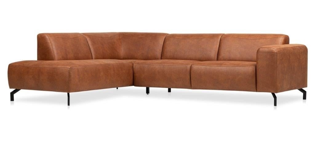 Bank Barin DeGeBe Cognac LxBxH 213x97x65 Stof Witfoto schuin vooraanzicht