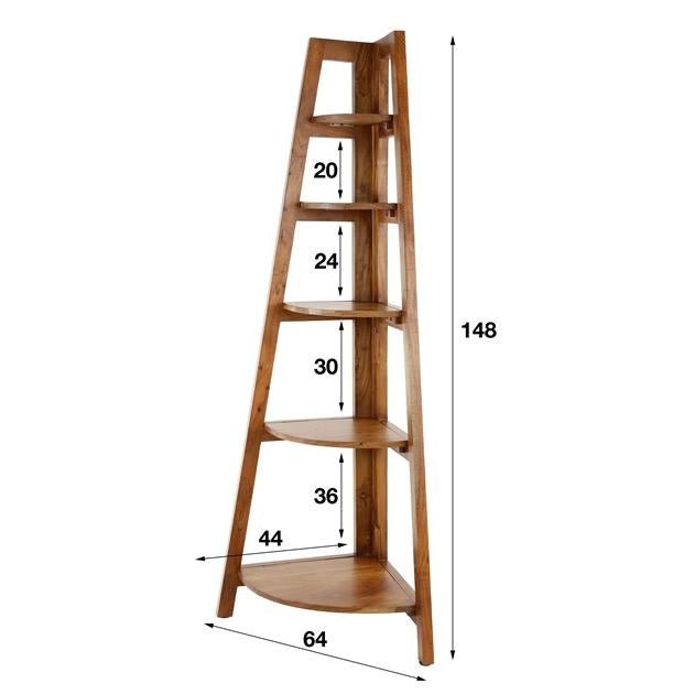 Hoekrek Jess DH Interior Acacia LxBxH 135x50x12 Acaciahout Witfoto maatindicatie