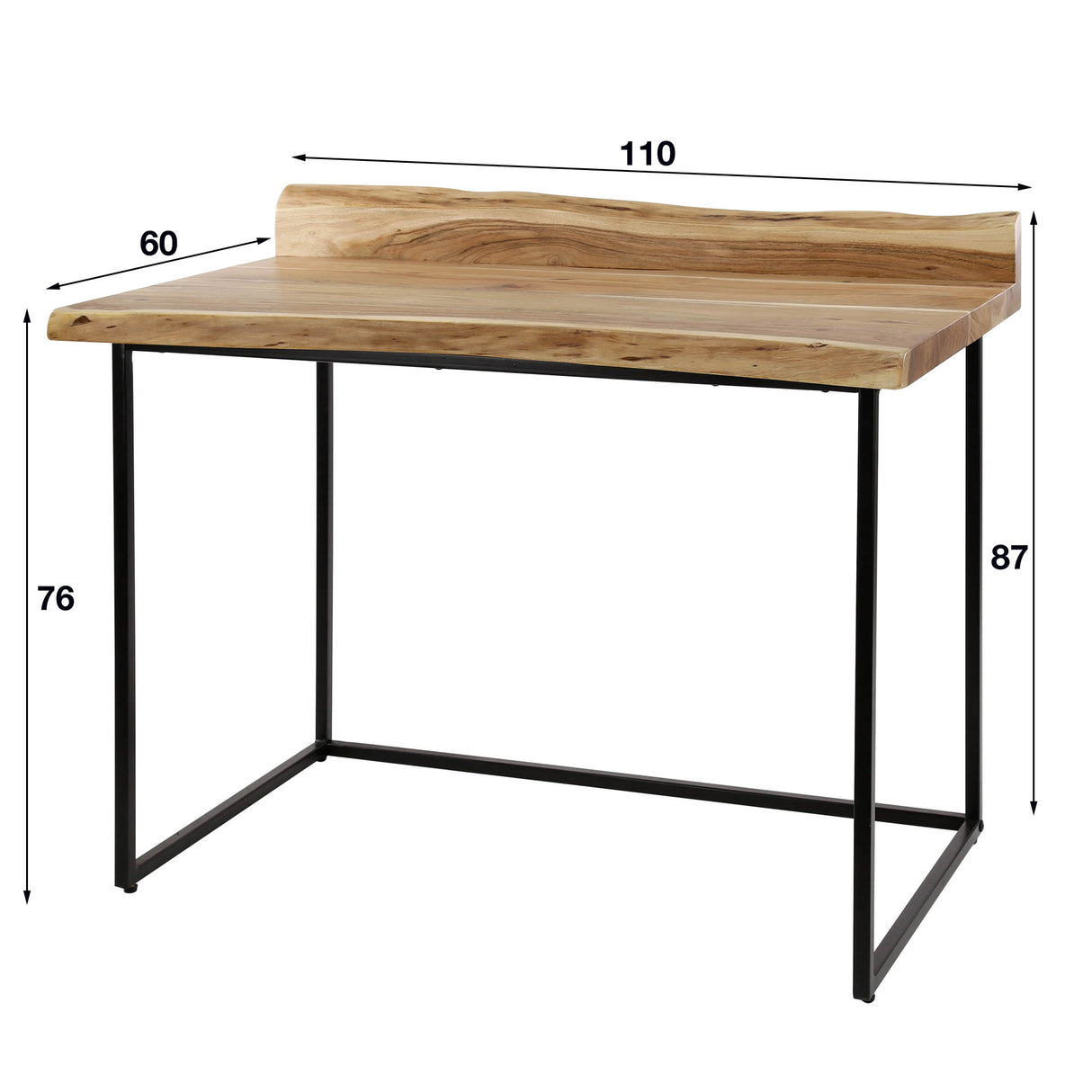 Bureau Aberdeen DH Interior Acacia LxBxH 115x75x18 Acaciahout Witfoto maatindicatie