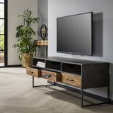 TV Meubel Charlie DH Interior Hardhout LxBxH 153x44x33 Hardhout Sfeerfoto schuin vooraanzicht