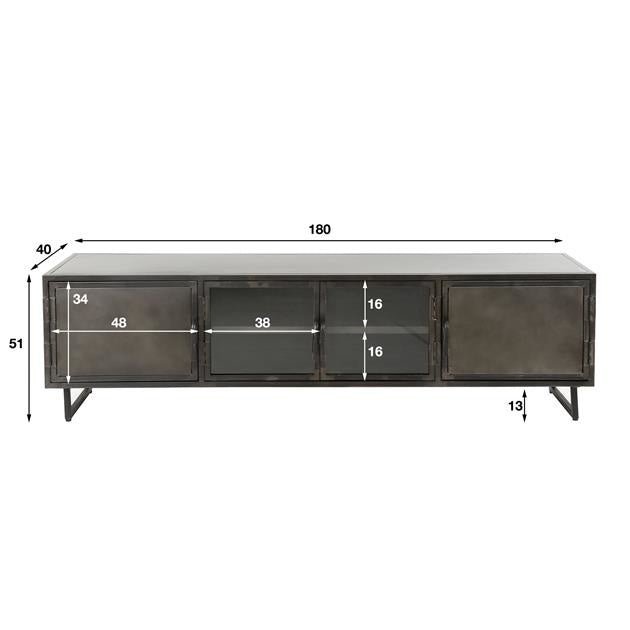 TV Meubel Finye DH Interior Metal LxBxH 186x49x45 Metaal Witfoto maatindicatie