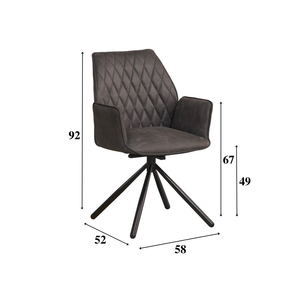 Eetkamerstoel Novan Microvezel Dimehouse Antraciet LxBxH 71x64x56 Stof Witfoto maatindicatie