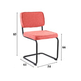 Eetkamerstoel Remo stof Dimehouse Rood LxBxH 56x55x52 Stof Witfoto maatindicatie