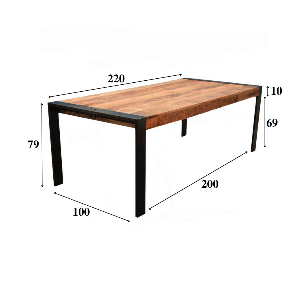 Eettafel Colorado Dimehouse Bruin LxBxH 225x105x15 Mangohout Witfoto maatindicatie