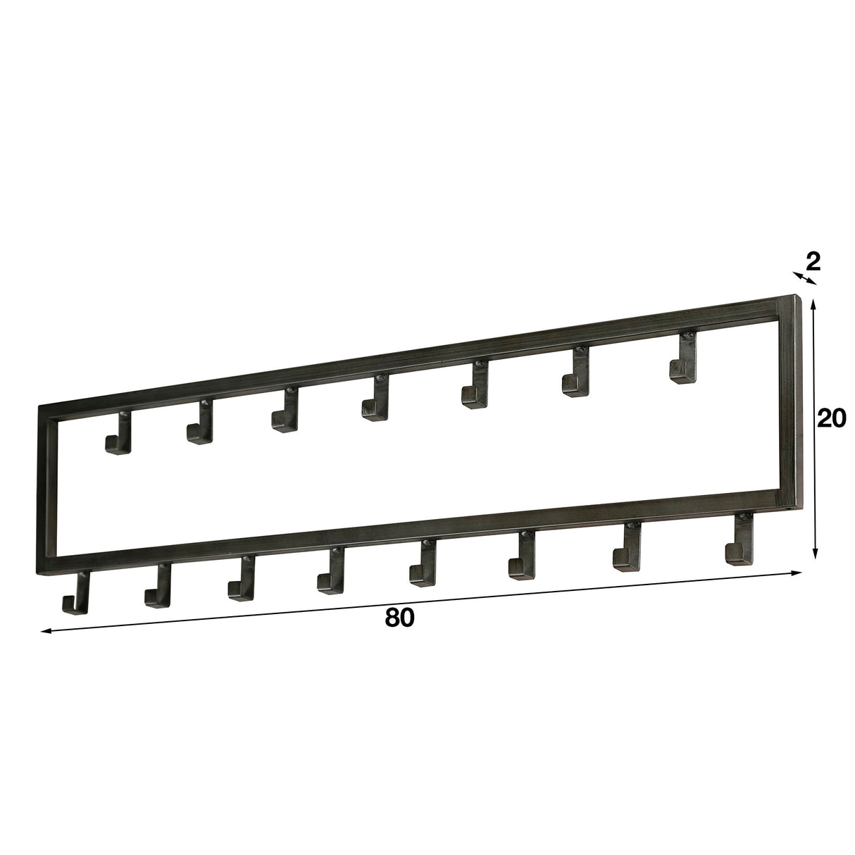 Kapstok Milano DH Interior Zilver LxBxH 81x23x4 Zilver Witfoto maatindicatie