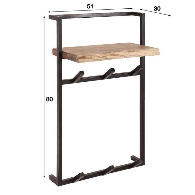 Kapstok Naomi DH Interior Acacia LxBxH 85x56x20 Acaciahout Witfoto maatindicatie