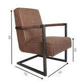 Fauteuil Tiger Dimehouse Taupe LxBxH 69x58x49 Eco-leer Witfoto maatindicatie