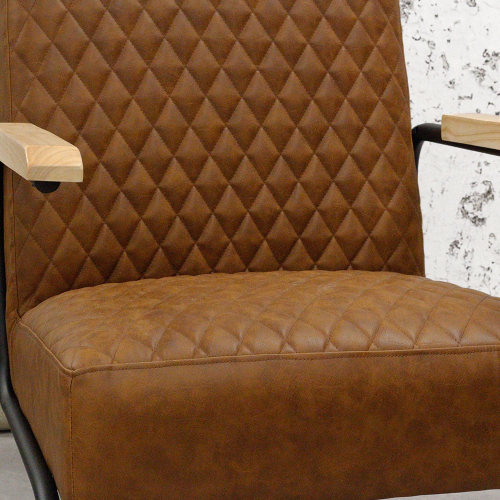 Fauteuil Lars Dimehouse Cognac LxBxH 68x64x39 Kunstleer Sfeerfoto detail