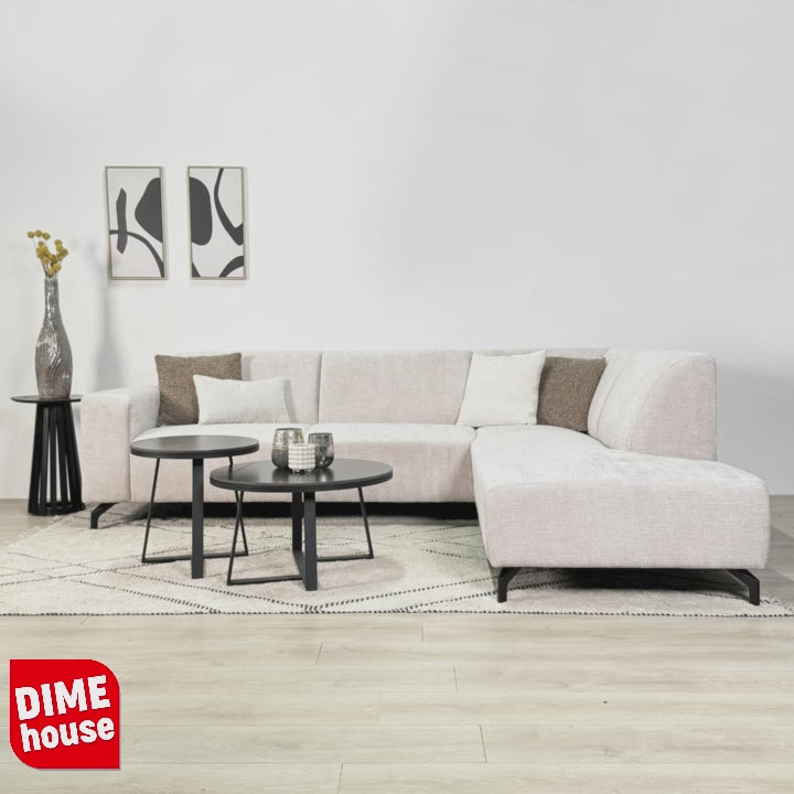 Hoekbank met chaise longue taupe chenille stof Manon - rechts