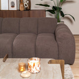 Banken-Hoekbank met lounge zacht bruin bouclé stof - strepen - links - Brix-Dimehouse