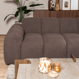 Banken-Hoekbank met lounge zacht bruin bouclé stof - strepen - rechts - Brix-Dimehouse
