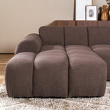 Banken-Hoekbank met lounge zacht bruin bouclé stof - strepen - links - Brix-Dimehouse