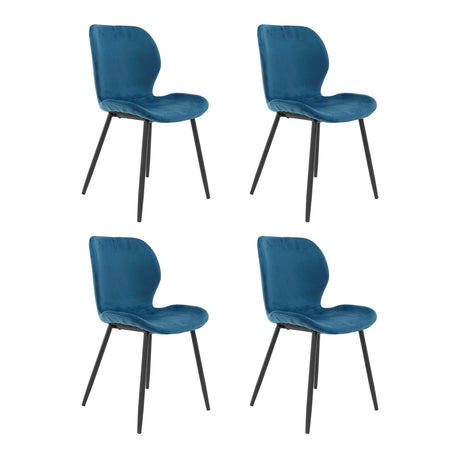 Set van 4 eetkamerstoelen Argo Velours blauw