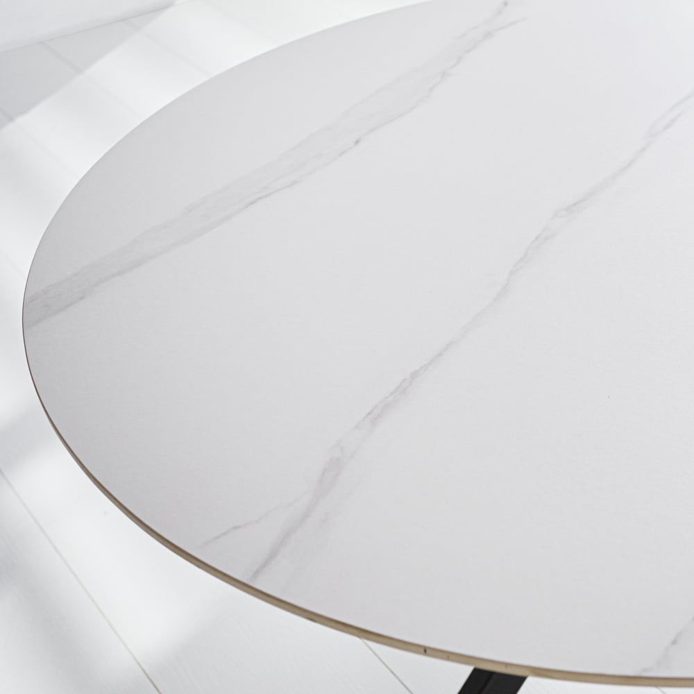 Eettafel Vivian White Dimehouse Wit LxBxH 111x111x11 Sintered stone Sfeerfoto detail