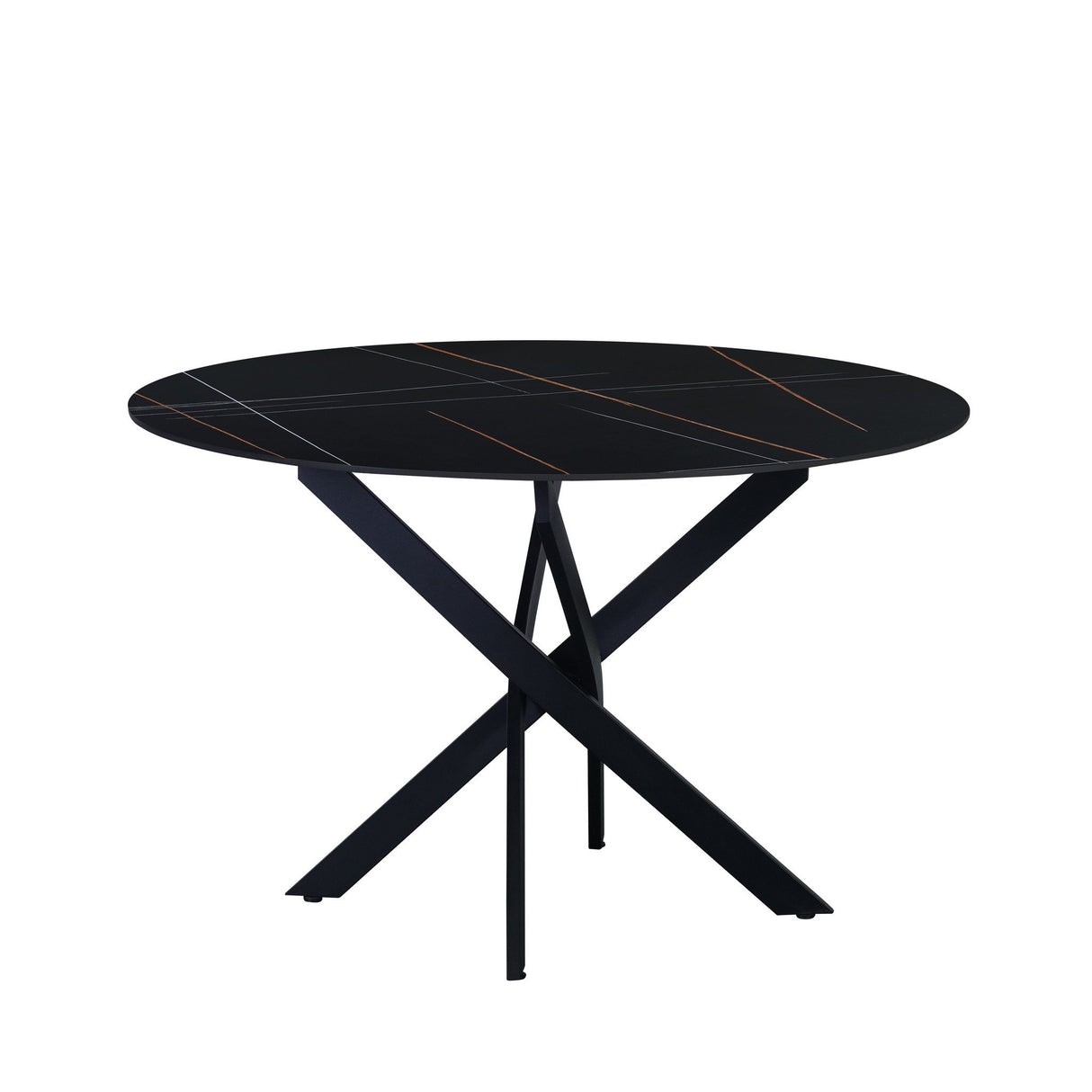 Eettafel Vivian Black Dimehouse Zwart LxBxH 132x132x11 Sintered stone Witfoto vooraanzicht