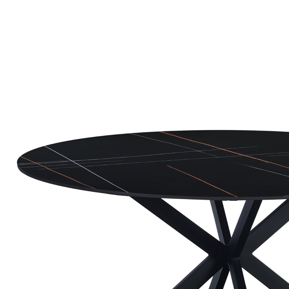 Eettafel Yuna Black Dimehouse Zwart LxBxH 141x141x11 Sintered stone Witfoto detail