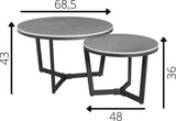 Salontafel Set van 2 Brady Rond Marmerlook Grijs