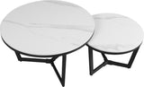 Salontafel Set van 2 Brady Rond Marmerlook Wit