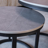 Ronde Salontafel Set van 2 Sintered Stone Marmerlook Paige Grijs