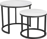 Ronde Salontafel Set van 2 Sintered Stone Marmerlook Paige Wit