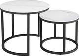 Ronde Salontafel Set van 2 Sintered Stone Marmerlook Paige Wit