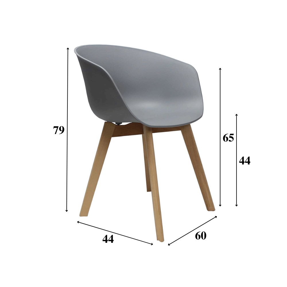 Eetkamerstoel Herning Dimehouse Grijs LxBxH 68x60x51 Kunststof Witfoto maatindicatie