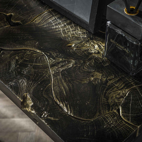 Kaptafel Minette DH Interior Zwart&goud LxBxH 104x40x13 Teak Sfeerfoto detail