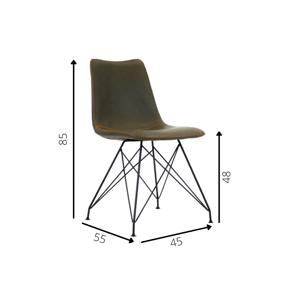 Eetkamerstoel Viano Dimehouse Groen LxBxH 64x61x52 Kunstleer Witfoto maatindicatie