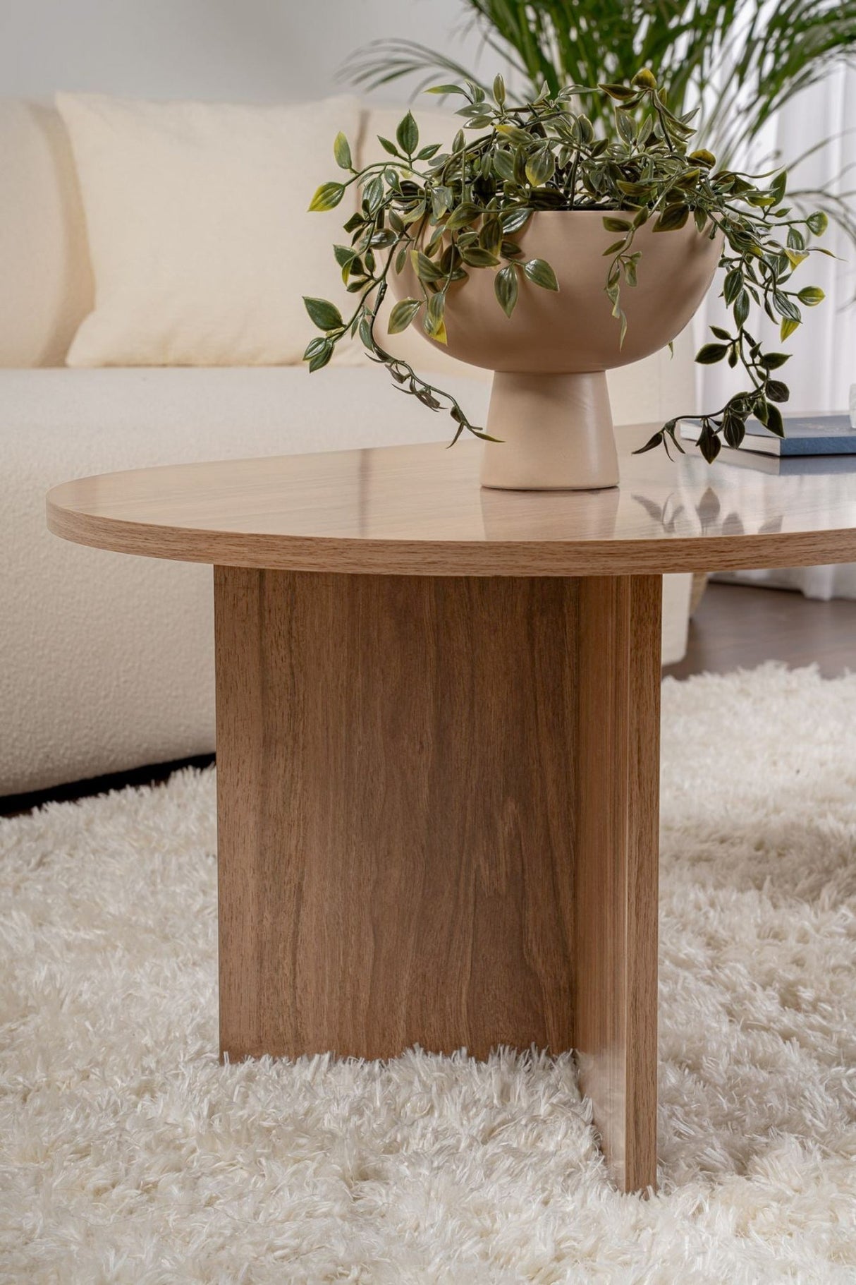 Ovale salontafel walnoot melamine - Japandi -  119x60 cm - Sota