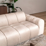 Banken-Hoekbank met lounge beige velvet structuurstof - strepen - links - Brix-Dimehouse