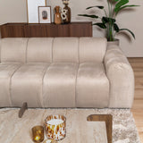 Banken-Hoekbank met lounge beige velvet structuurstof - strepen - links - Brix-Dimehouse