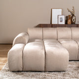 Banken-Hoekbank met lounge beige velvet structuurstof - strepen - links - Brix-Dimehouse