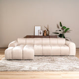Banken-Hoekbank met lounge beige velvet structuurstof - strepen - links - Brix-Dimehouse