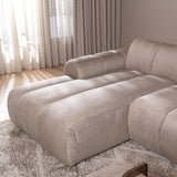 Banken-Hoekbank met lounge beige velvet structuurstof - strepen - links - Brix-Dimehouse