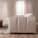 Banken-Hoekbank met lounge beige velvet structuurstof - strepen - links - Brix-Dimehouse