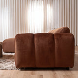 Banken-Hoekbank met lounge koper velvet structuurstof - strepen - links - Brix-Dimehouse